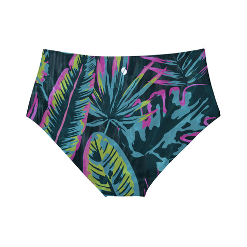 Psychedelic Jungle Neon High-Waist Hipster Bikini Bottom