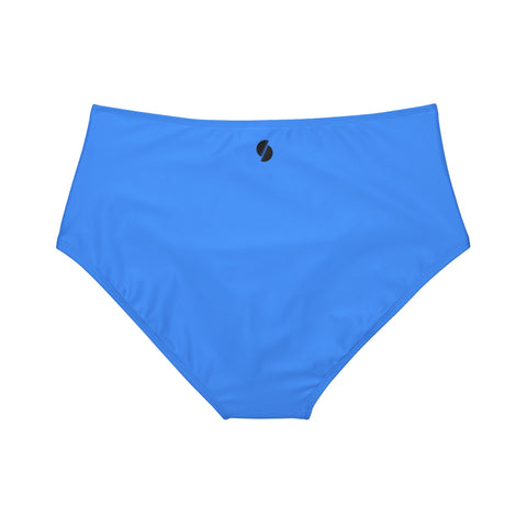 Summer Bright Blue High-Waist Hipster Bikini Bottom