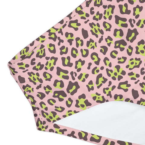 Dakota Lime & Pink Leopard Kid/Tween Two Piece Swimsuit