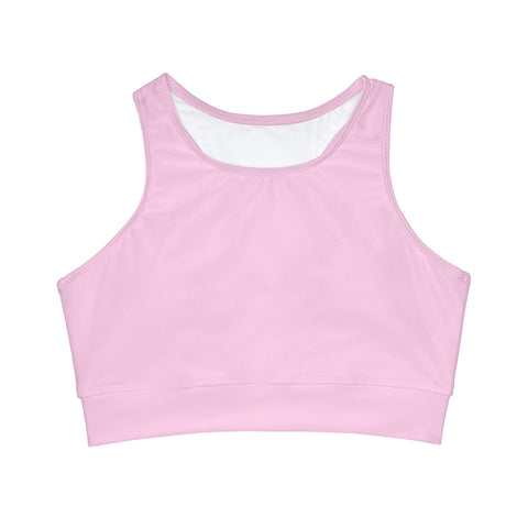 Summer Pastel Pink High Neck Crop Bikini Top