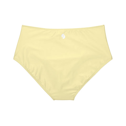 Summer Pastel Yellow High-Waist Hipster Bikini Bottom