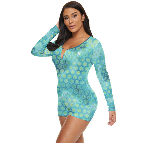 Sea The Turtle long sleeve boyleg swimsuit