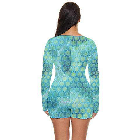 Sea The Turtle long sleeve boyleg swimsuit