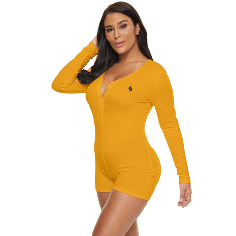 Summer Bright Orange long sleeve boyleg swimsuit