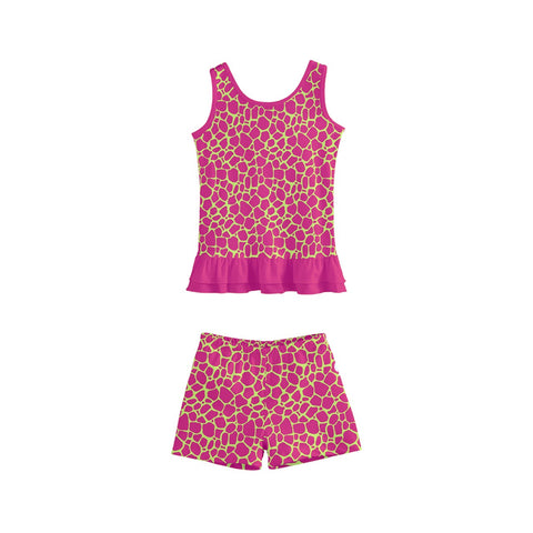 Vinnie Giraffe Print Kid/Tween frilly boyleg swimsuit