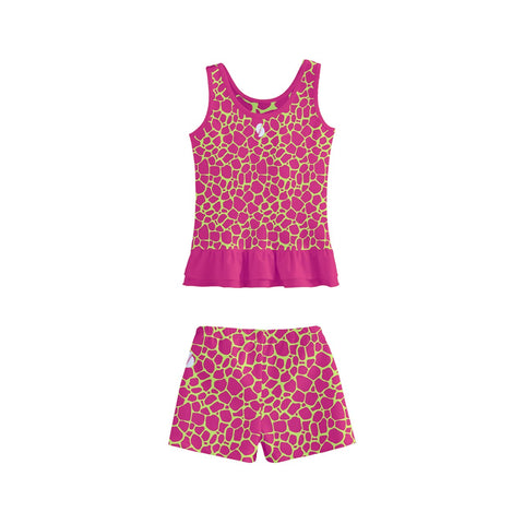 Vinnie Giraffe Print Kid/Tween frilly boyleg swimsuit