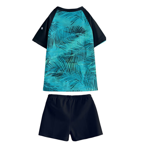 Oakley Neon Greens Kid/Tween swim t-shirt and shorts set