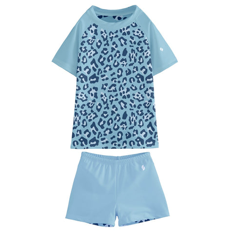 Prince Leopard Kid/Tween swim t-shirt and shorts set