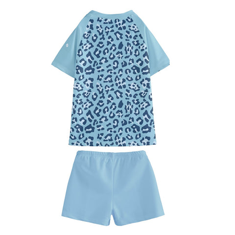 Prince Leopard Kid/Tween swim t-shirt and shorts set