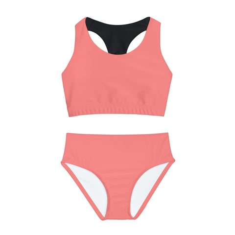 Charlie Coral Kid/Tween Two Piece Swimsuit (solid colour)