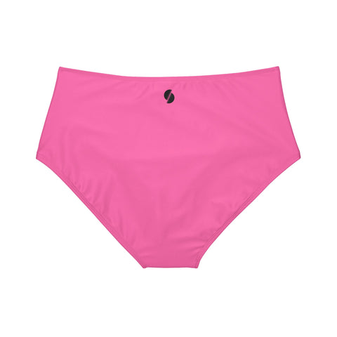 Summer Bright Candy Pink High-Waist Hipster Bikini Bottom