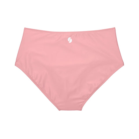 Summer Pastel Coral Pink High-Waist Hipster Bikini Bottom