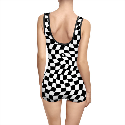 Black & White Checkered Board vintage swimsuit