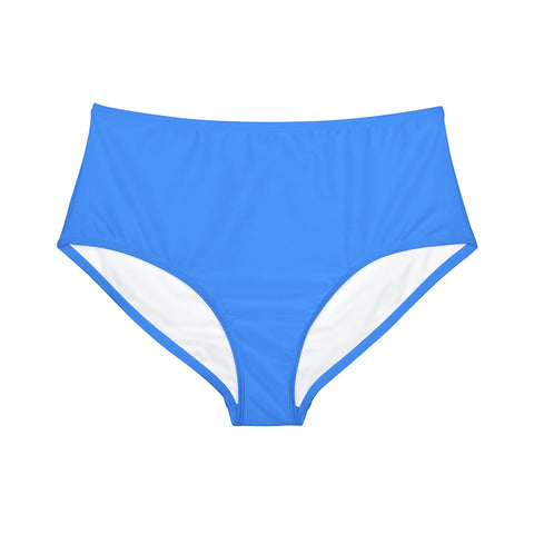 Summer Bright Blue High-Waist Hipster Bikini Bottom