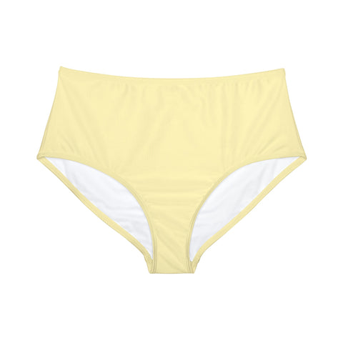 Summer Pastel Yellow High-Waist Hipster Bikini Bottom