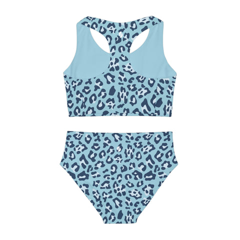 Prince Blue Leopard Kid/Tween Two Piece Swimsuit