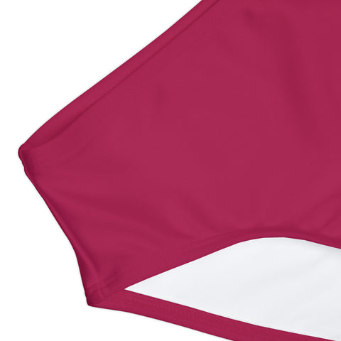 Toby Pink Maroon Kid/Tween Two Piece Swimsuit (solid colour)