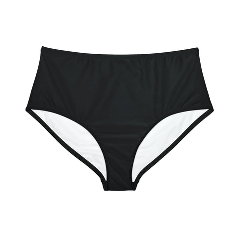 Solid Black High-Waist Hipster Bikini Bottom