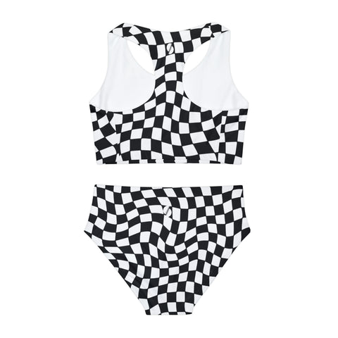 Scout Black & White Checkered Board kid/tween two piece swimsuit