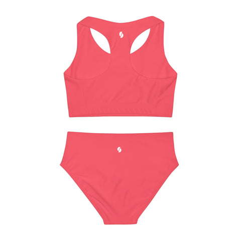 Annie Coral Kid/Tween Two Piece Swimsuit (solid colour)