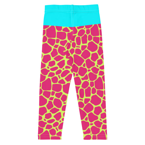 Vinnie Neon Pink & Teal Giraffe kid leggings