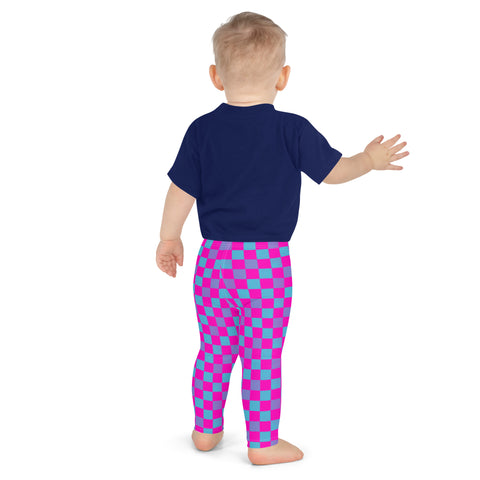 Logan Cerise & Neon Blue Checkered Board kid leggings