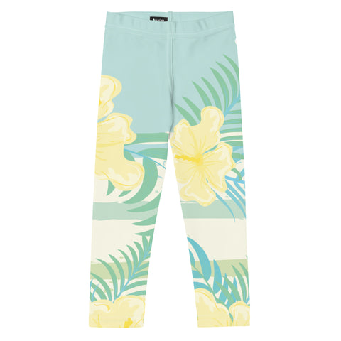 Maya Blue & Yellow Hibiscus kid leggings