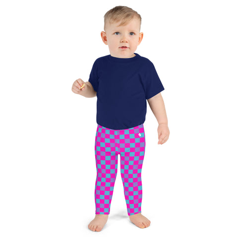 Logan Cerise & Neon Blue Checkered Board kid leggings