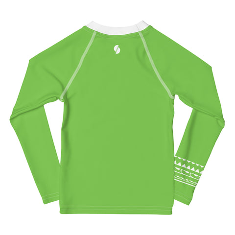 Lime Green kid long-sleeve rash guard swim top