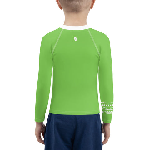 Lime Green kid long-sleeve rash guard swim top