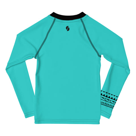 Oakley Neon Blue kid long sleeve rash guard swim top