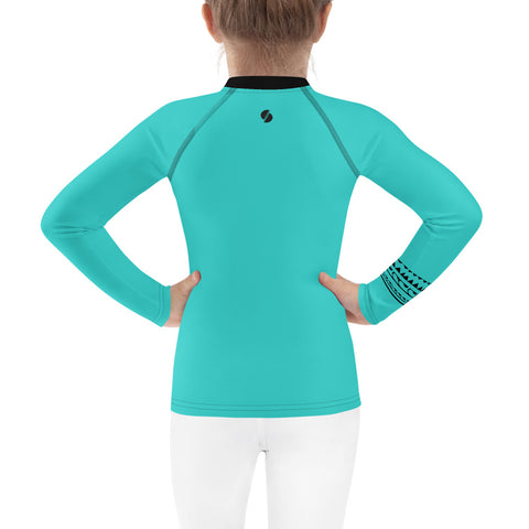 Oakley Neon Blue kid long sleeve rash guard swim top