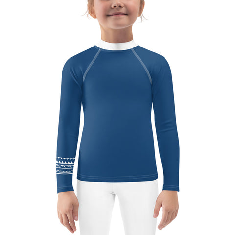 Meadow Retro Indigo Blue kid long-sleeve rash guard swim top