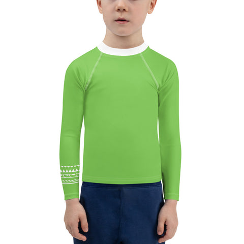 Lime Green kid long-sleeve rash guard swim top