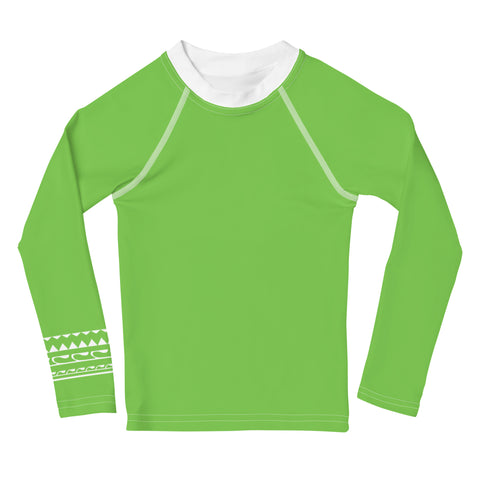 Lime Green kid long-sleeve rash guard swim top