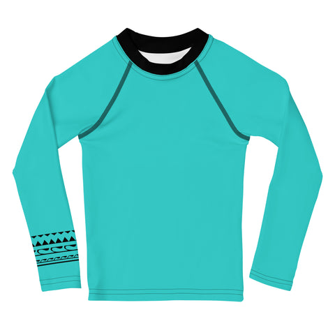 Oakley Neon Blue kid long sleeve rash guard swim top