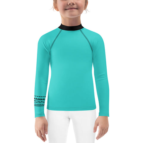 Oakley Neon Blue kid long sleeve rash guard swim top