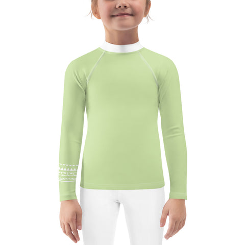 Pepper Light Green kid long sleeve rash guard swim top