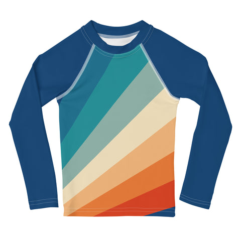 Meadow Retro Rainbow kid long-sleeve rash guard swim top