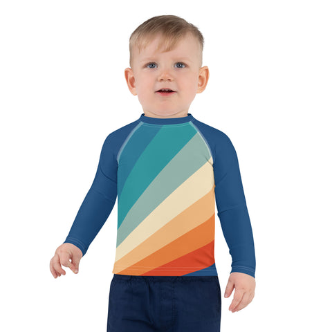 Meadow Retro Rainbow kid long-sleeve rash guard swim top