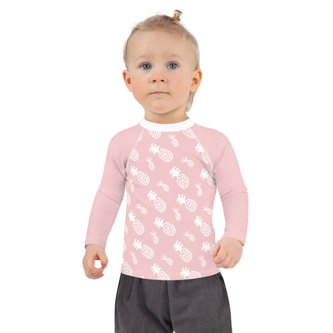 Poppie Light Pink Pineapple kid long sleeve rash guard swim top