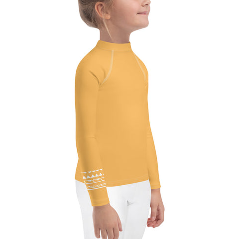 Izzy Orange kid long-sleeve rash guard swim top