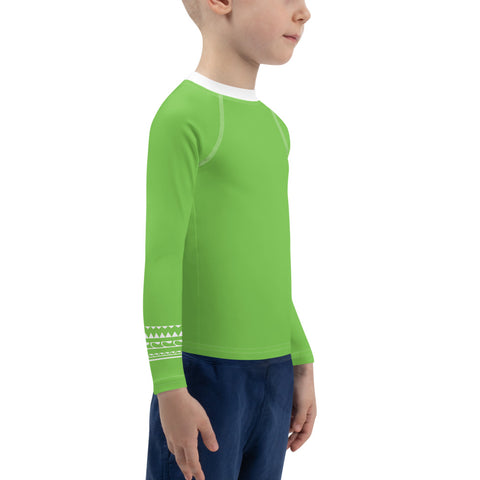 Lime Green kid long-sleeve rash guard swim top