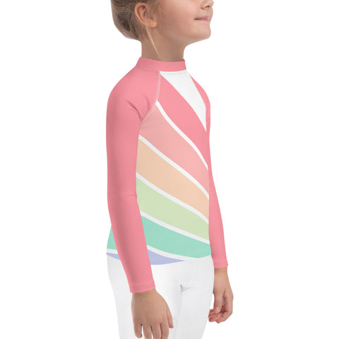 Willow Pastel Rainbow Stripes kid long sleeve rash guard swim top