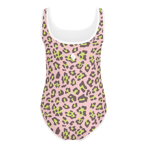 Dakota Lime & Pink Leopard kid full swimsuit