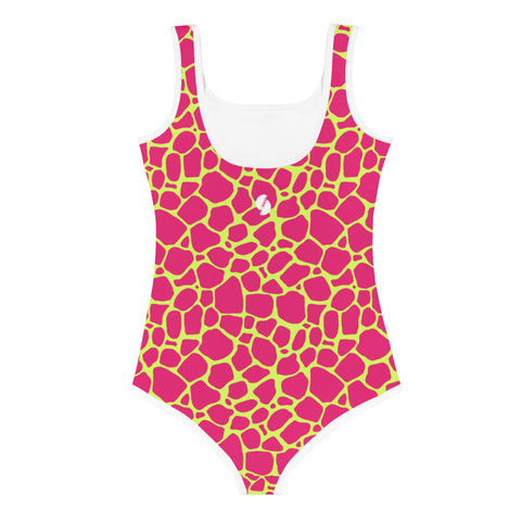 Vinnie Neon Pink & Teal Giraffe kid full swimsuit