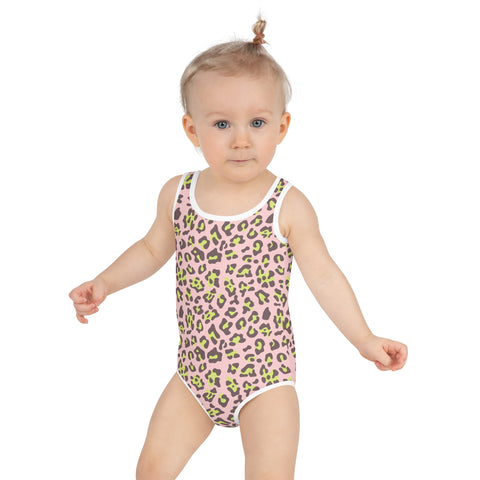 Dakota Lime & Pink Leopard kid full swimsuit