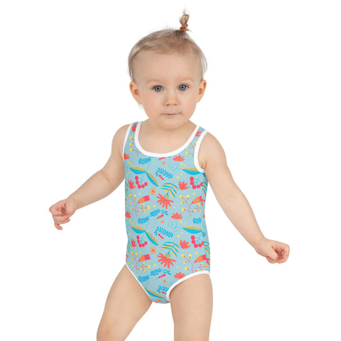 Izzy Bright Floral & Orange kid full swimsuit