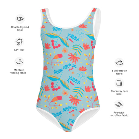 Izzy Bright Floral & Orange kid full swimsuit