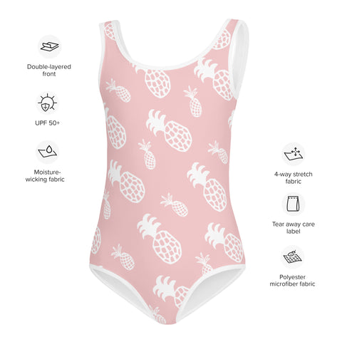 Poppie Light Pink Pineapple kid full swimsuit